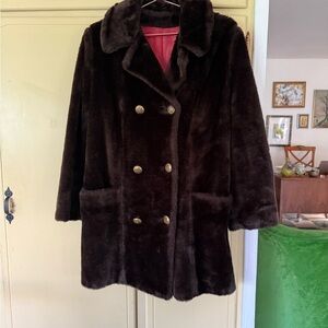 Elegant Brown Faux Fur Coat by Susan Lynn
